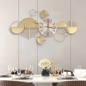 Modern Gold Metal Wall Clock, Battery, Silent